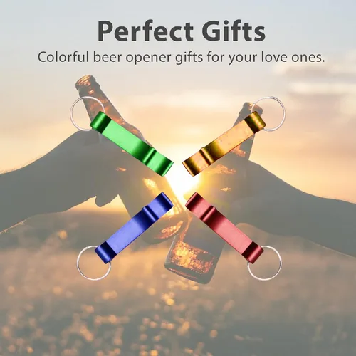 Miniatura 5 de Gadgetime USA Juego de 4 abridores de tapas de cerveza, abrebotellas para cerveza, refrescos, latas y tapas pop, ergonómico y duradero con llavero