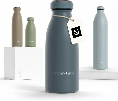 Miniatura 82 de LARS NYSØM Botella de agua XL de acero inoxidable aislada 12oz 17oz 25oz 34oz 51oz Botella térmica aislada para bebidas calientes y frías Azul