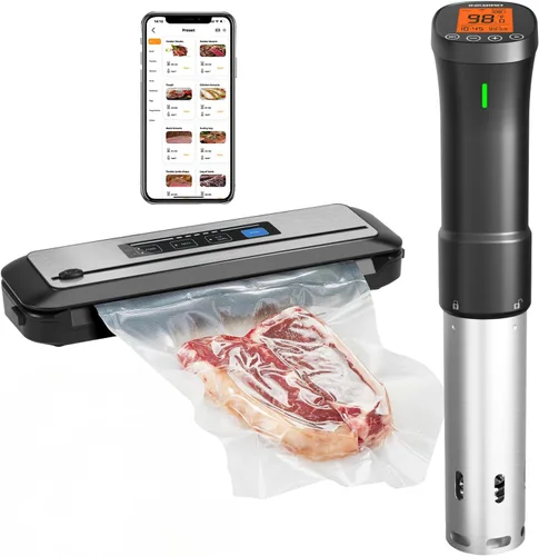 INKBIRD WIFI Sous Vide Cooker ISV-200W Bundle con máquina selladora al vacío INK-VS01, kits Sous-Vide de 1000W, circulador de inmersión para Sous