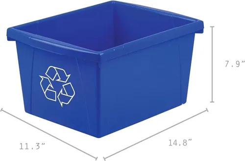 Miniatura 6 de Storex Papelera de reciclaje de 4 galones (15 litros), 13.63 x 7.87 x 11.25 pulgadas, azul (61505F06C)