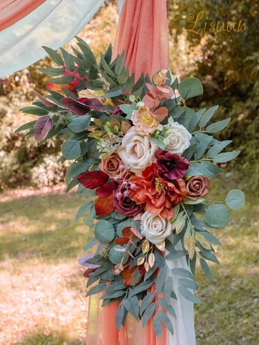 Miniatura 4 de Lisuun Flores de arco de boda, flores artificiales para decoración, guirnalda de flores grandes para estilos bohemios, decoración floral