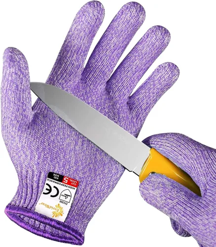 Miniatura 13 de Guantes Evridwear resistentes al corte para niños de 10 a 13 años, guantes de corte con protección de grado alimenticio nivel 5 para cocinar, Gris