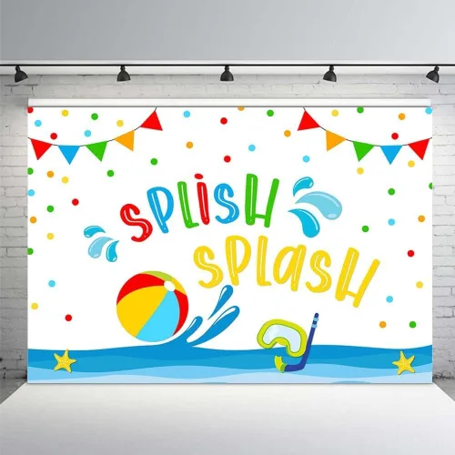 Miniatura 8 de MEHOFOND Fondo salpicado de salpicaduras de 7 x 5 pies, fondo de fiesta de verano en la piscina, fondo de cumpleaños, pelota de playa, tema de agua