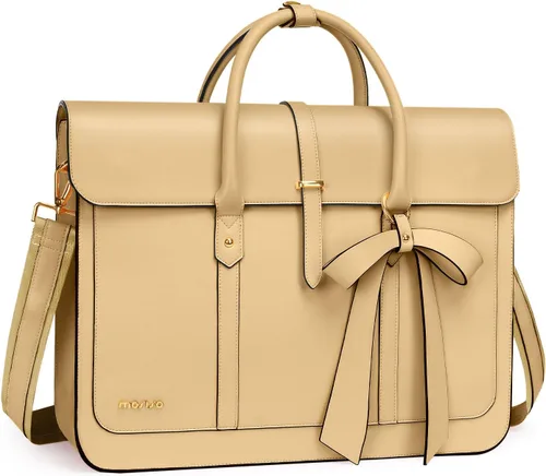 Miniatura 10 de MOSISO Bolsa para computadora portátil para mujer, de piel sintética, mochila convertible, bolsa de viaje para computadora con lazo