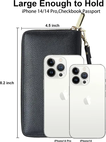 Miniatura 3 de Chelmon - Monedero para mujer de cuero genuino con bloqueo de señal RFID para tarjetas de crédito