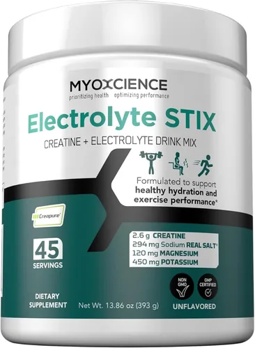 Miniatura 13 de MYOXCIENCE Electrolyte STIX Polvo de electrolito de creatina Recuperación del ejercicio y el desarrollo muscular con sal real