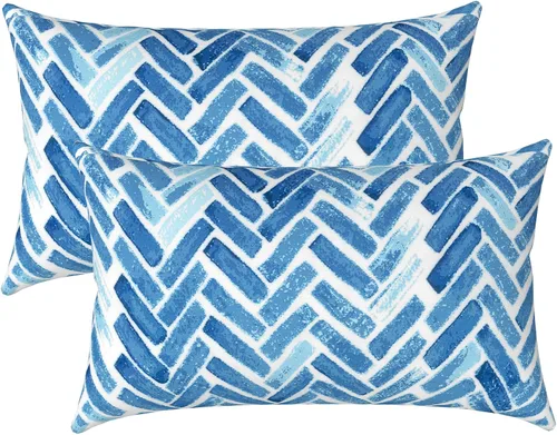 Miniatura 73 de LVTXIII Juego de 2 almohadas lumbares para patio, 12 x 20 pulgadas, resistentes a la decoloración, para exteriores con interiores, cojines lumbares