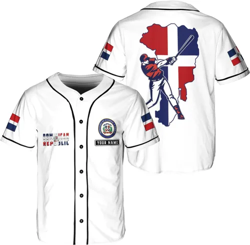 Royal Fight - Camiseta de béisbol dominicana personalizada con la bandera de República Dominicana