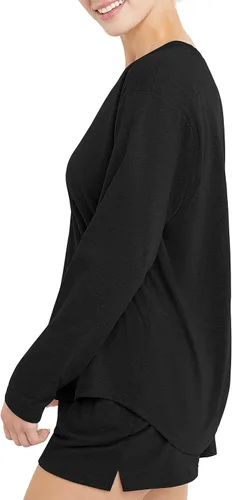 Miniatura 3 de Hanes Originals Tri-Blend - Camiseta de manga larga con cuello redondo para mujer, ajuste relajado