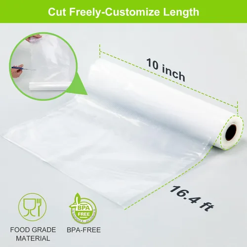 Miniatura 7 de MAGIC SEAL Bolsas selladoras al vacío, 3 rollos de bolsas texturizadas de sellado al vacío de 10 pulgadas x 16.4 pies para almacenamiento