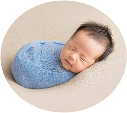 Coberllus Manta de tela envolvente para bebé recién nacido, para sesión de fotografía de niños y niñas (azul)