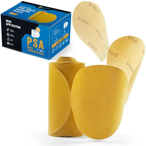 Miniatura 18 de S SATC 100 discos de lija PSA de 6 pulgadas, papel de lija con parte trasera adhesiva de grano 80 para taladro, papel de lija automotriz redondo