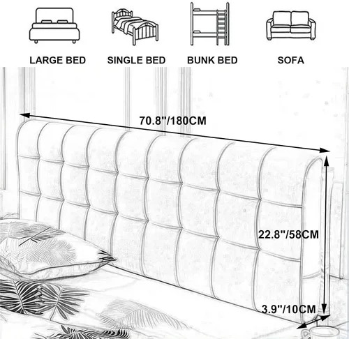 Miniatura 7 de Cojín tapizado para cabecero, cabecero de despegar y pegar, tamaño Queen, almohada de lectura, almohada de pared para dormitorio, cama, banco