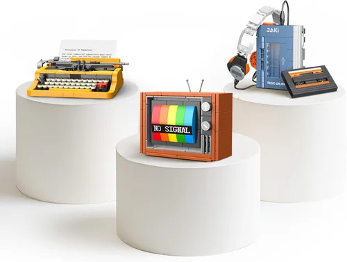NUTCRACKER Typewriter Walkman - Juego de construcción de televisión nostálgico vintage de los años 80, modelo coleccionable de decoración para el