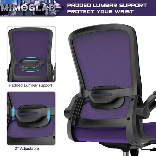 Miniatura 8 de Silla de oficina Mimoglad, silla de escritorio ergonómica con soporte lumbar ajustable, silla de computadora de malla de respaldo alto