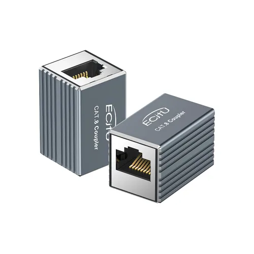 Miniatura 10 de Acoplador RJ45, paquete de 2 adaptadores Ethernet hembra a hembra, adaptador extensor de cable Ethernet, modular recto de 8 pines, conector de red
