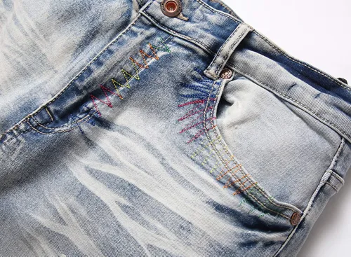 Miniatura 7 de Skinny Slim Fashion - Jeans elásticos para hombre, con agujeros rectos, estilo hip hop, para motociclista