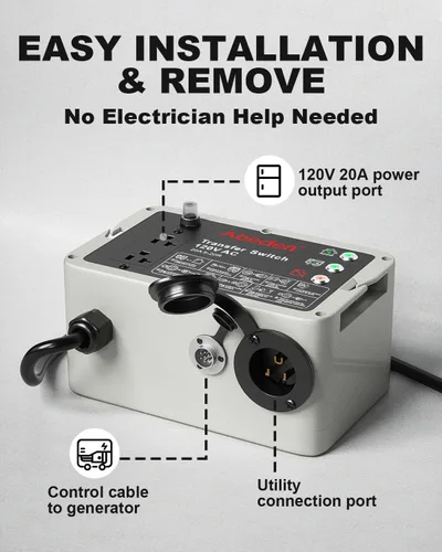 Miniatura 5 de Interruptor de transferencia inteligente de 120 V CA compatible con generador portátil Westinghouse, interruptor de transferencia para energía