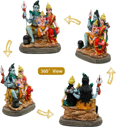 Miniatura 7 de Estatua de la familia de Dios Shiva de la India, de 6.1 pies de altura, ídolos hindúes Shiva, escultura familiar Ganesh Parvati Murti Moorti Pooja