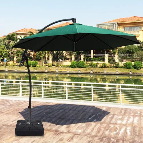 Miniatura 4 de Tangkula Base de sombrilla de patio con ruedas, peso relleno de arena húmeda de 260 libras, placa base cuadrada resistente para sombrilla con barra