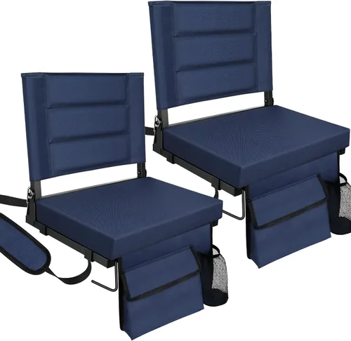 Miniatura 8 de Stadium Seats with Back Support,Bleacher Chairs with Cushion, Portable Folding Stadium Chair with Removable Cushion and Large Pocket for School