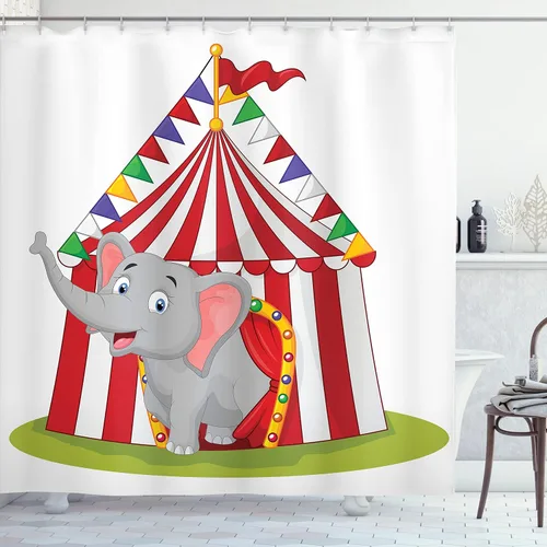 Miniatura 6 de set de cortina para baño decorativa de tela de poliéster con ganchos