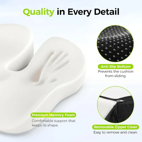 Miniatura 7 de AUVON Cojín de asiento de gel para sillas de oficina, cojines ergonómicos de espuma viscoelástica para apoyo de larga duración y ciática, espalda