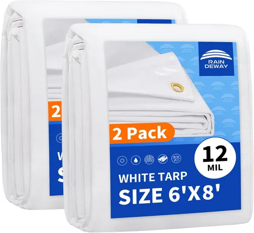 Miniatura 54 de RAINDEWAY Lona blanca resistente de 12 mil de 15 x 20 pies, resistente a los rayos UV, impermeable, resistente a la intemperie, con ojales de metal