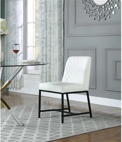 Miniatura 2 de Meridian Furniture Bryce Collection Modern - Silla de comedor tapizada de piel sintética contemporánea con patas de metal negro mate, juego de 2