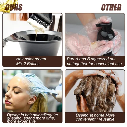 Miniatura 4 de Champú de tinte para el cabello 3 en 1, champú con ingredientes herbarios, tinte para cabello negro para mujeres y hombres, champú de cobertura