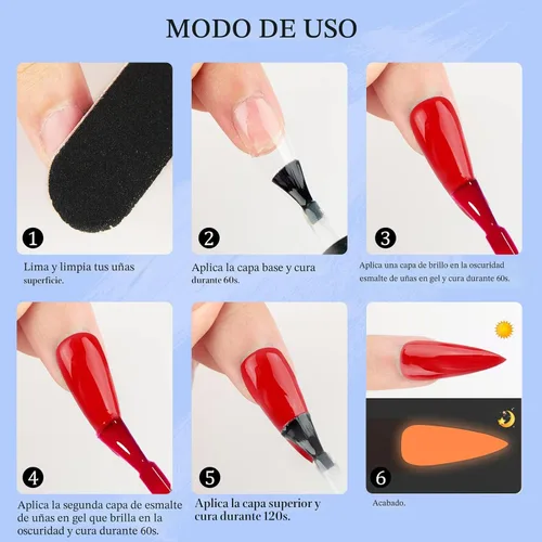 Miniatura 7 de SAVILAND - Juego de esmaltes de uñas de gel que brillan en la oscuridad - 12 colores de Halloween, esmaltes de uñas de gel neón luminosos, efecto