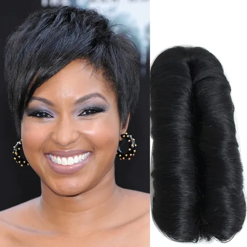 Miniatura 10 de 28 piezas de cabello humano corto con cierre superior, extensiones de cabello virgen brasileño lacio para mujeres negras (#4)