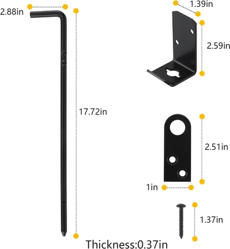 Miniatura 7 de HOME MASTER HARDWARE Perno de caña de 18 pulgadas, Varilla de caída de puerta resistente, Pernos de caña para puertas, Hardware de puerta de cerca