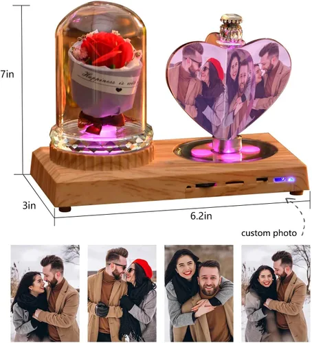Miniatura 2 de Impresión de cristal con tu foto, decoración de escritorio de oficina, regalo personalizado sobre marco transparente de vidrio con soporte, rosa