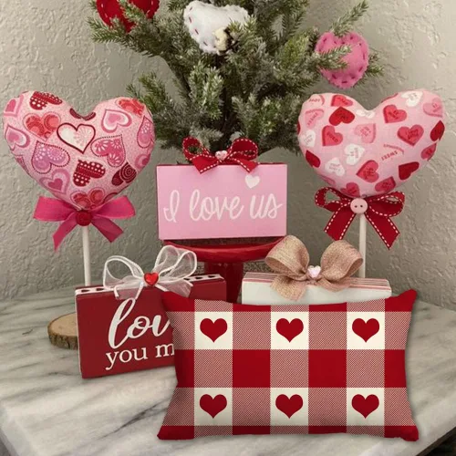 Miniatura 5 de Fundas de almohada para el día de San Valentín de 12 x 20 pulgadas, regalos de cumpleaños, patrón de corazón, decoración para sofá, decoración
