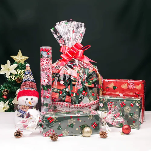 Miniatura 6 de JOYIT Rollo de celofán navideño de 100 pies (35 pulgadas x 100 pies) – Rollo de celofán de 3 mil de grosor, bolsas de celofán navideñas grandes