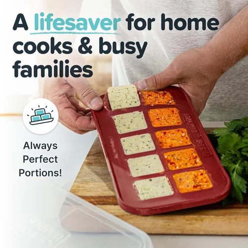 Miniatura 4 de Souper Cubes 2 cucharadas. Moldes de silicona para congelador - Perfectos para almacenar ajo, hierbas, jengibre, pesto, pasta de tomate, jugo