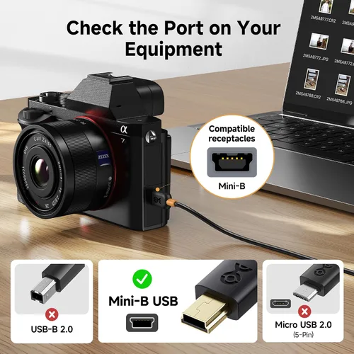 Miniatura 2 de Cable Matters Cable mini USB a USB C, 6.6 pies, datos de 480 Mbps, carga de 15 W, cable USBC a MiniUSB para controlador de juegos, cámara, GPS, Dash