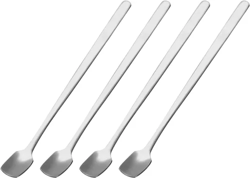 Miniatura 9 de uxcell Cuchara agitadora de acero inoxidable, 4 cucharas de mango largo de 6 pulgadas para mezclar, cucharas cuadradas para agitar, cucharas de Negro