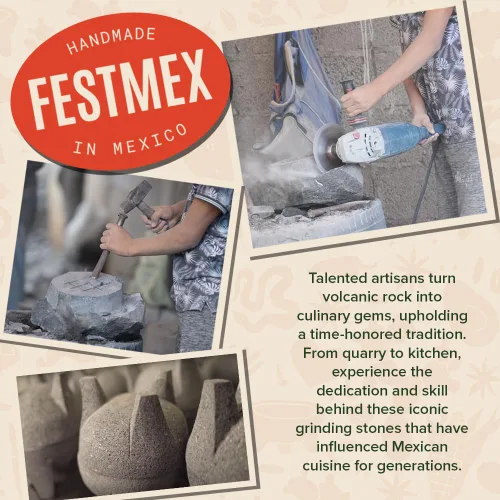 Miniatura 8 de Juego de mortero y mano de mortero mexicano genuino hecho a mano - 8 pulgadas, Molcajete Mexicano — Utensilios de cocina mexicanos perfectos como