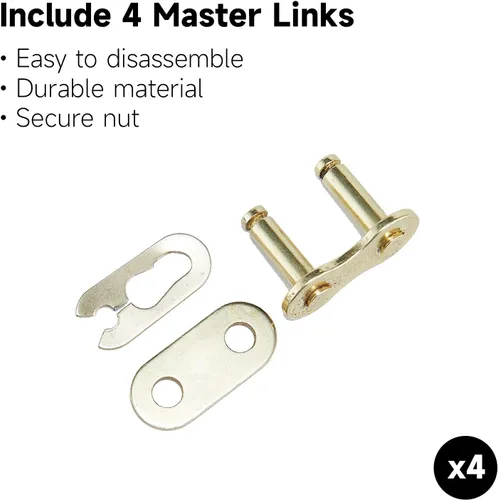 Miniatura 4 de Cadena de motocicleta 420H 132 eslabones sin junta tórica con enlace maestro de conexión, cadena de transmisión resistente para motocicleta