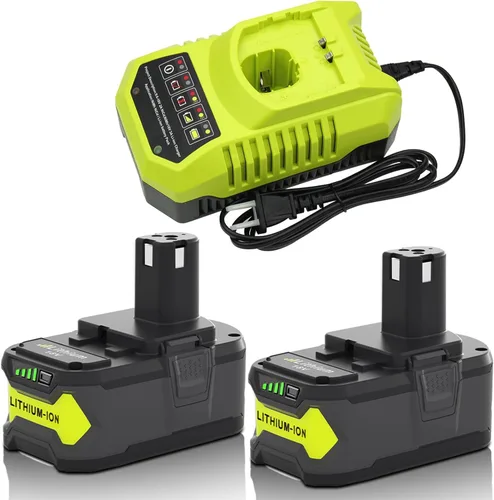 Paquete de 2 baterías de repuesto de 6000mAh P108 para Ryobi 18V batería y cargador compatible con P108 P107 P105 P104 P103 P102 P190 PBP005 PBP006