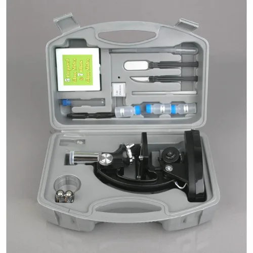 Miniatura 2 de AmScope M30-ABS-KT1-WM 120X-240X-300X-480X-600X-1200X Kit educativo de microscopio compuesto para niños con brazo metálico + libro