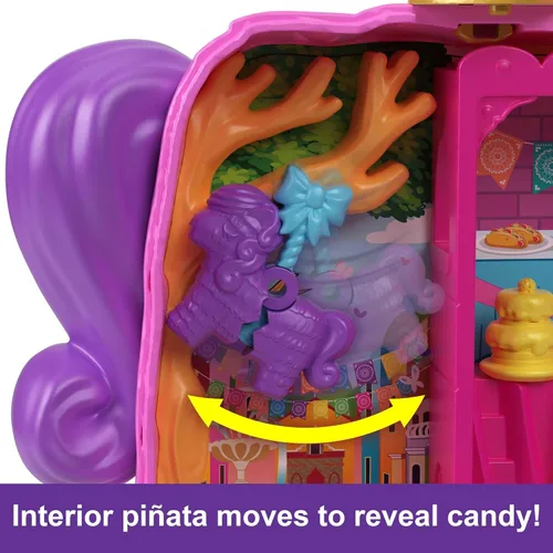 Miniatura 4 de Polly Pocket Juego compacto, fiesta de piñata con 2 micro muñecas y accesorios, juguetes de viaje con revelaciones sorpresa