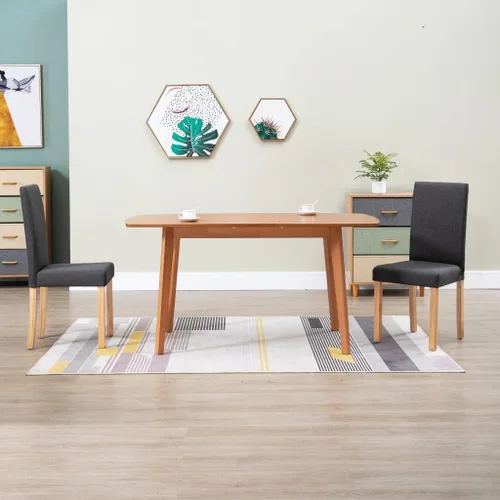 Miniatura 14 de Modern Dining Chairs Set of 2 Black Fabric Upholstered with Rubber Wood Frame for Kitchen Dining Room Farmhouse Decor