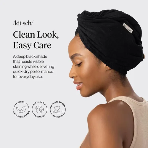 Miniatura 2 de Kitsch Toalla Envolvente de Microfibra para el Cabello para Mujeres - Toalla de Secado de Cabello Súper Absorbente - Secado Rápido