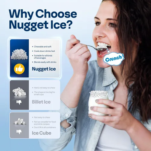 Miniatura 2 de VIVOHOME - Fabricador de hielo para encimera, máquina portátil de hielo con 44 libras al día, máquina de hielo blando masticable con autolimpieza