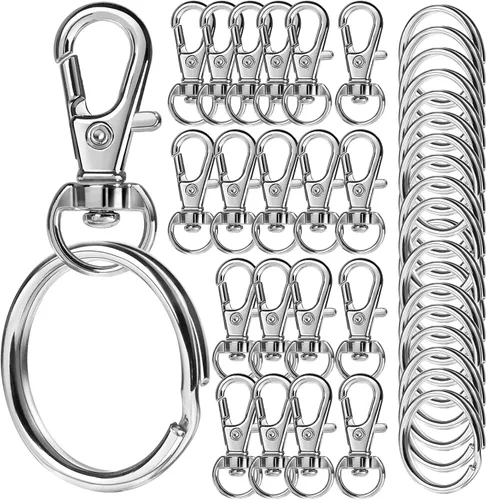 LEOBRO Llaveros, juego de 40 llaveros y clip para llavero, anillo para llavero y ganchos para llavero, kit de fabricación de llaveros, para