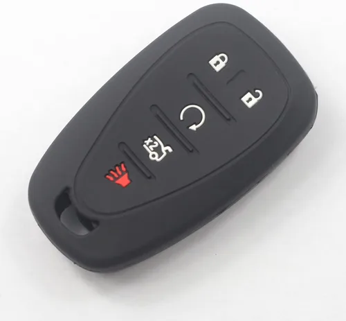 Miniatura 2 de 2 fundas de silicona de goma negra con 5 botones para llave inteligente, sin llave, compatible con Chevrolet Chevy Traverse Blazer Trailblazer