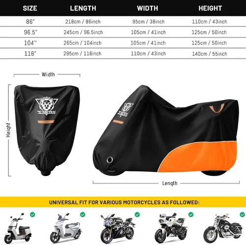 Miniatura 7 de XYZCTEM Funda para Motocicleta - Protección impermeable para todas las estaciones al aire libre - Ajuste de precisión hasta 87 pulgadas